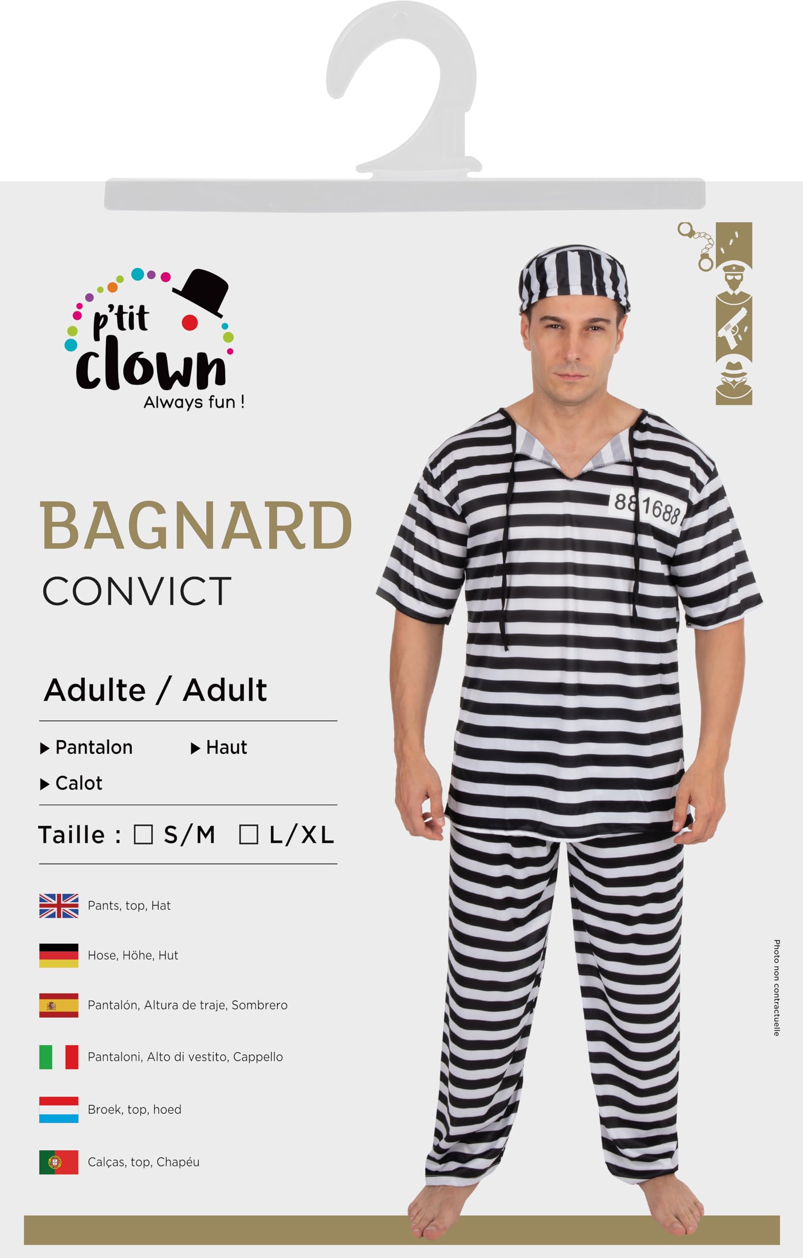 p-tit-clown-str-fling-gefangenen-kost-m-schwarz-wei-gestreift-polyester image 5