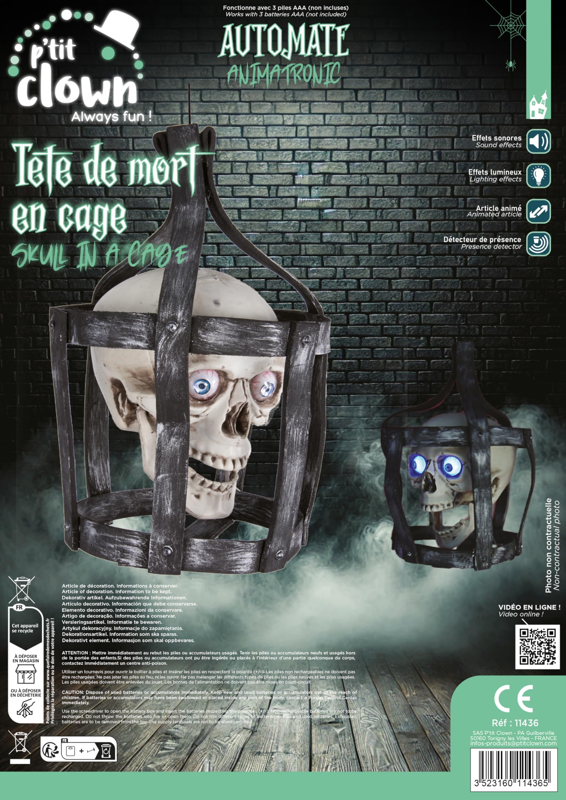 ptit-clown-11436-animierter-totenkopf-im-k-fig-halloween-animatronic-44-cm-mit-s image 7