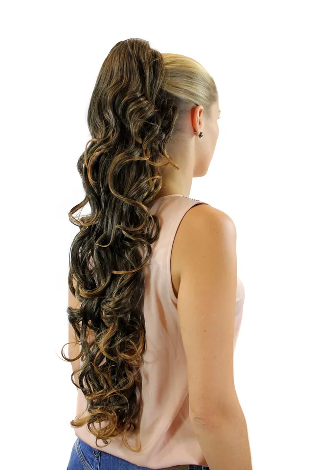 wig-me-up-xf-6099-haarteil-zopf-lockig-75-cm-butterfly-klammer-schwarz-blond-mix image 1