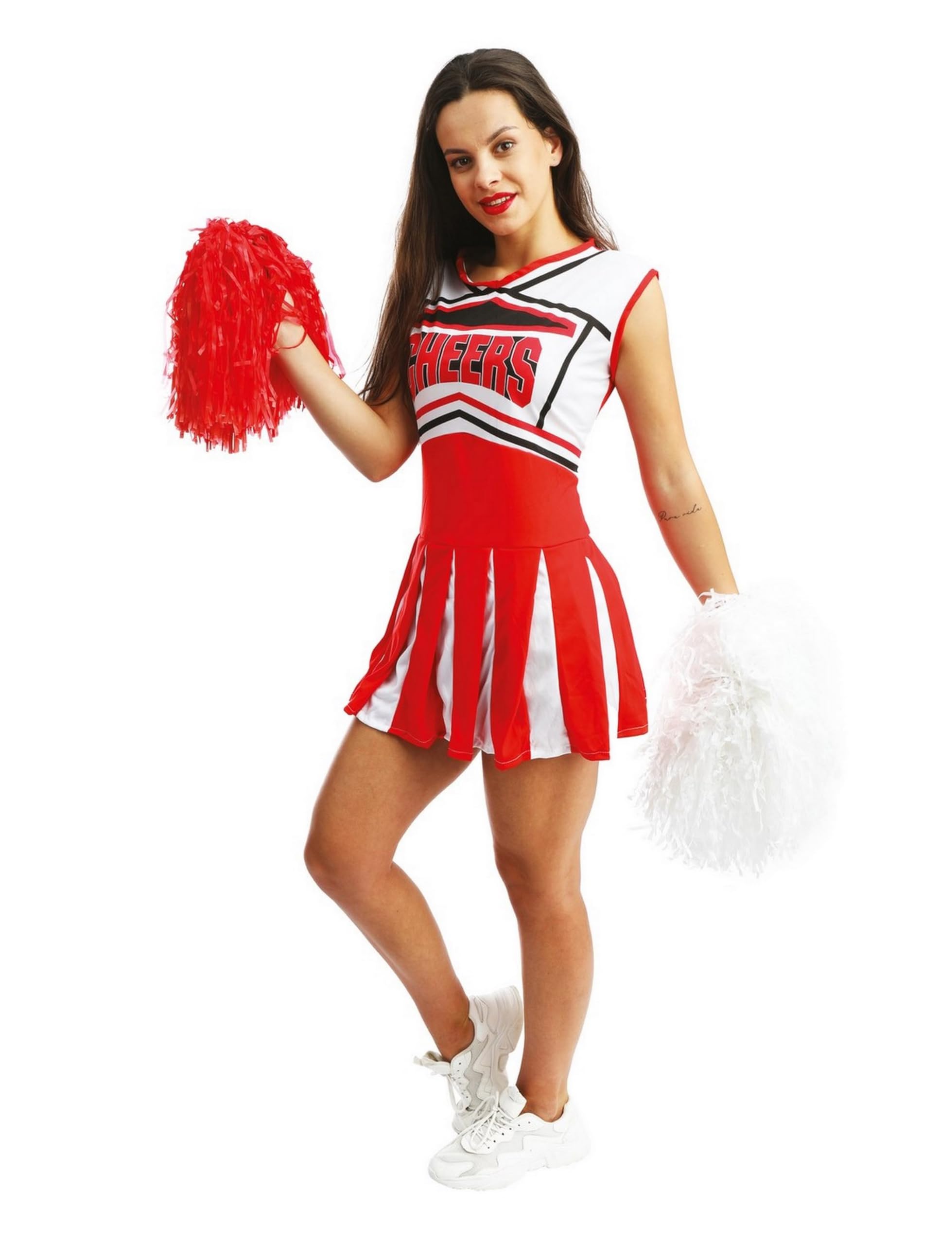 ptit-clown-pompom-girl-cheerleader-kost-m-damen-rot-wei image 2