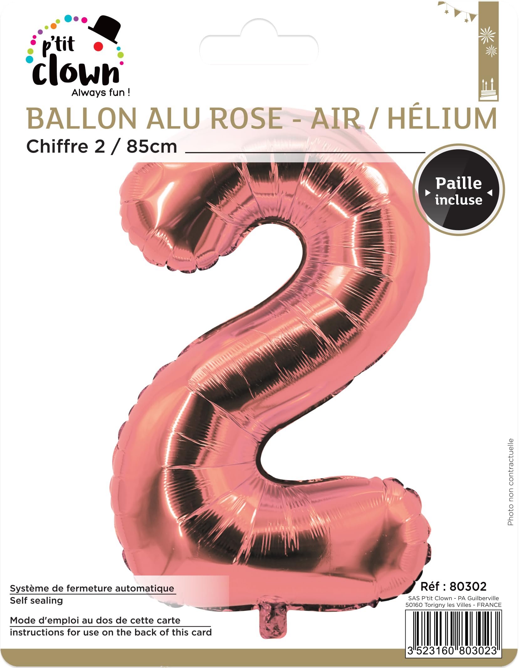 p-tit-clown-folienballon-zahl-2-ros-gold-85-cm-mylar image 2