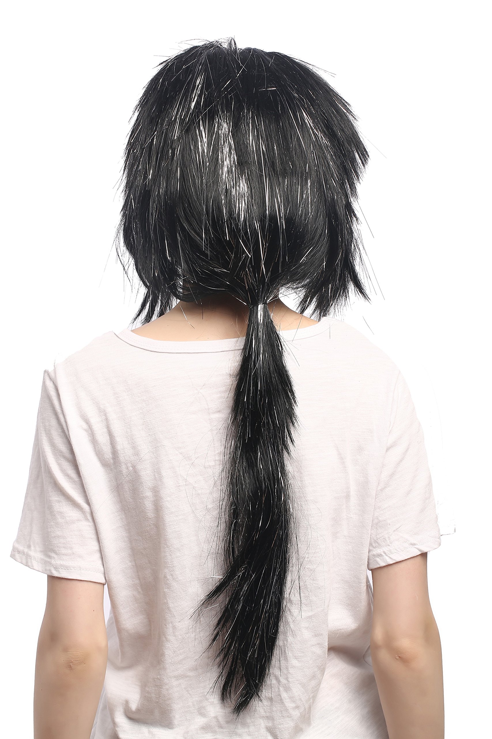 wig-me-up-91064-za103-silver-unisex-per-cke-schwarz-silber-mit-langzopf-70-cm image 4