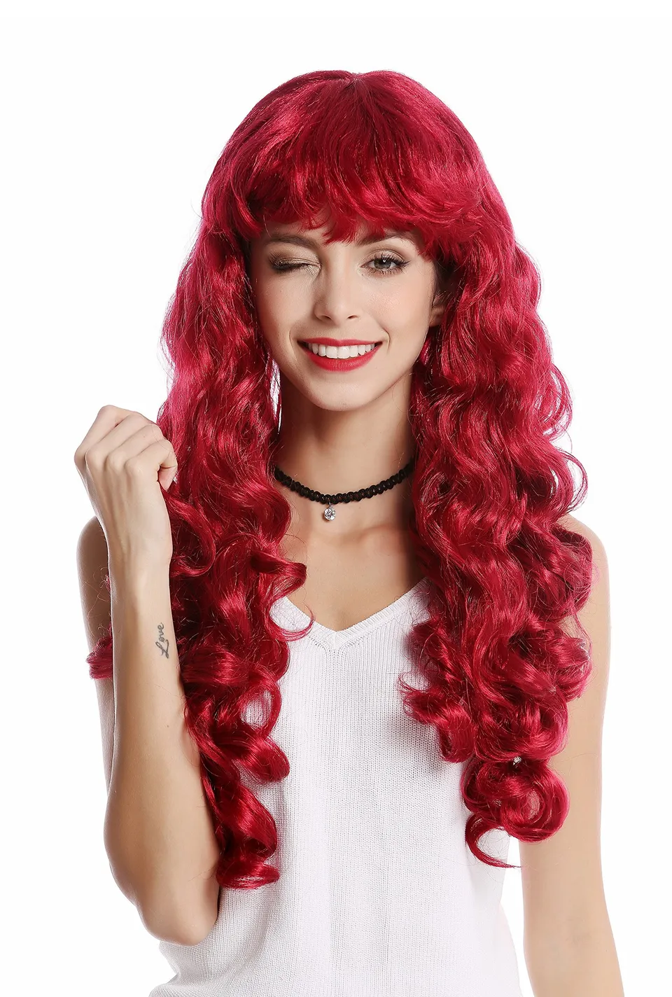 wig-me-up-0082-za13a-per-cke-damen-dunkelrot-lang-lockig-volumin-s-mit-pony image 1