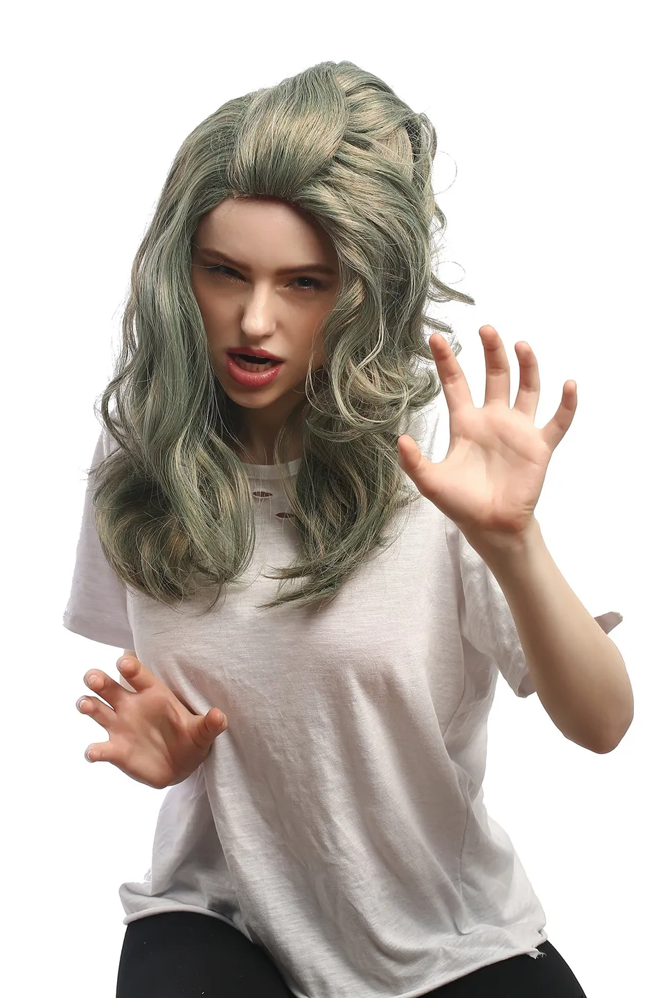 wig-me-up-90890-meerjungfrau-per-cke-grau-gr-n-braun-wellig-50-cm image 1