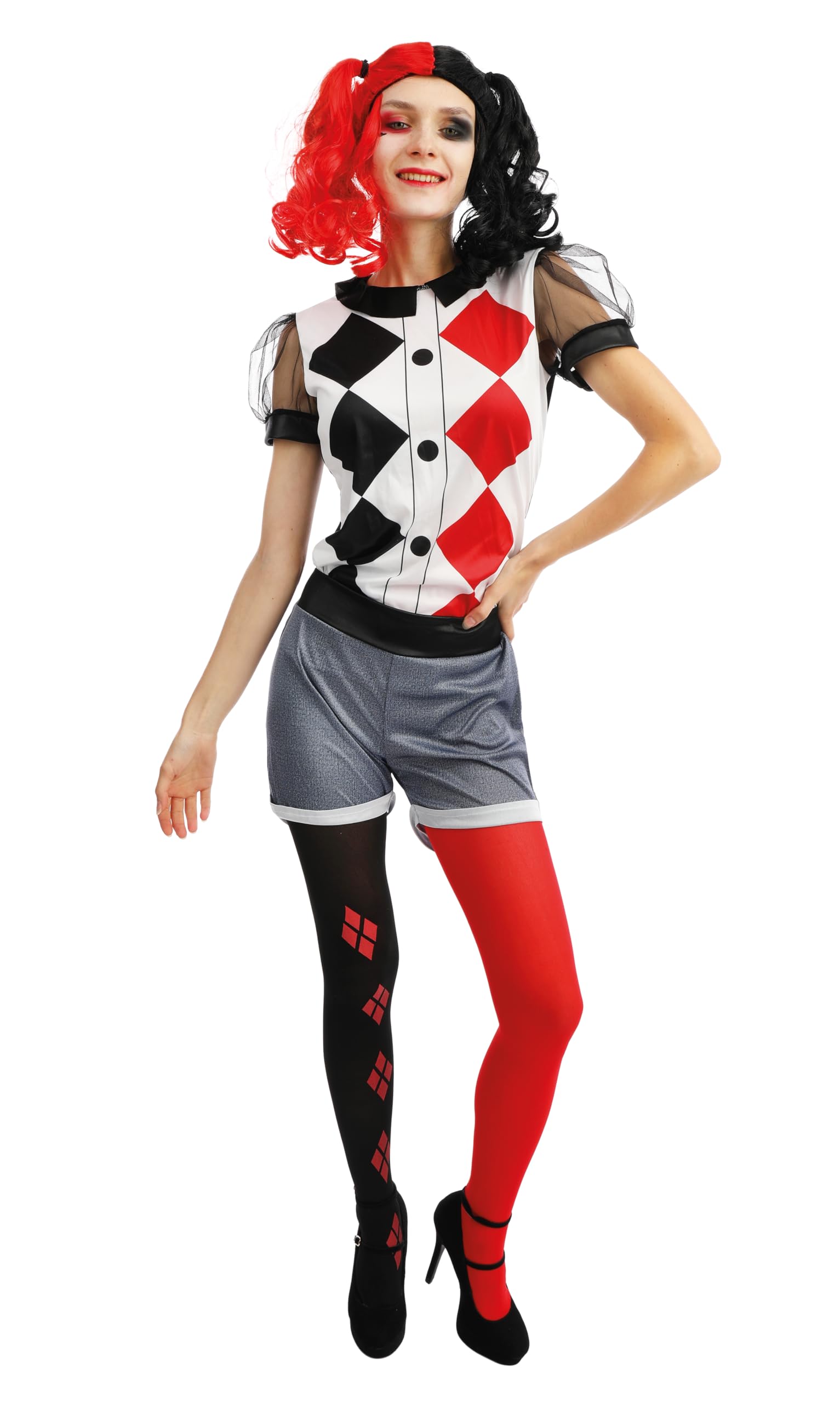 p-tit-clown-harlekin-damenkost-m-schwarz-rot-mit-r-sche image 4