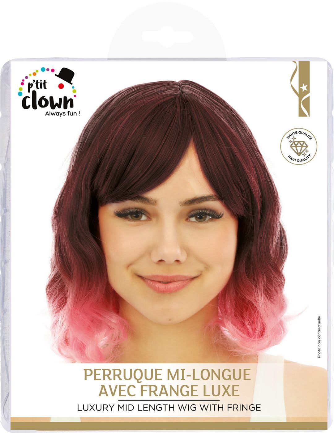 ptit-clown-per-cke-halblang-mit-pony-rosa-kunsthaar image 4