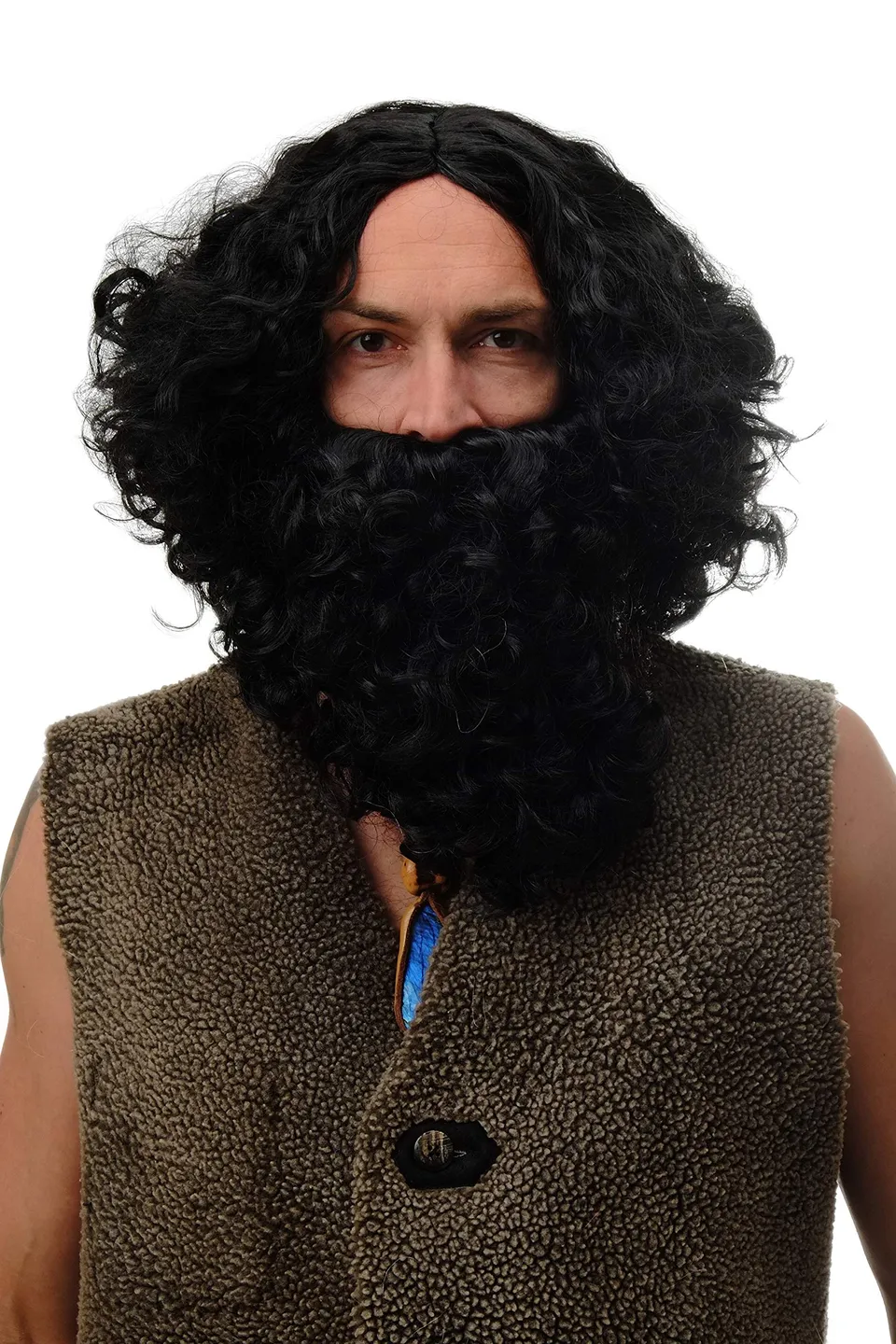 wig-me-up-8115-per-cke-vollbart-set-schwarz-eremit-ca-40-cm image 1