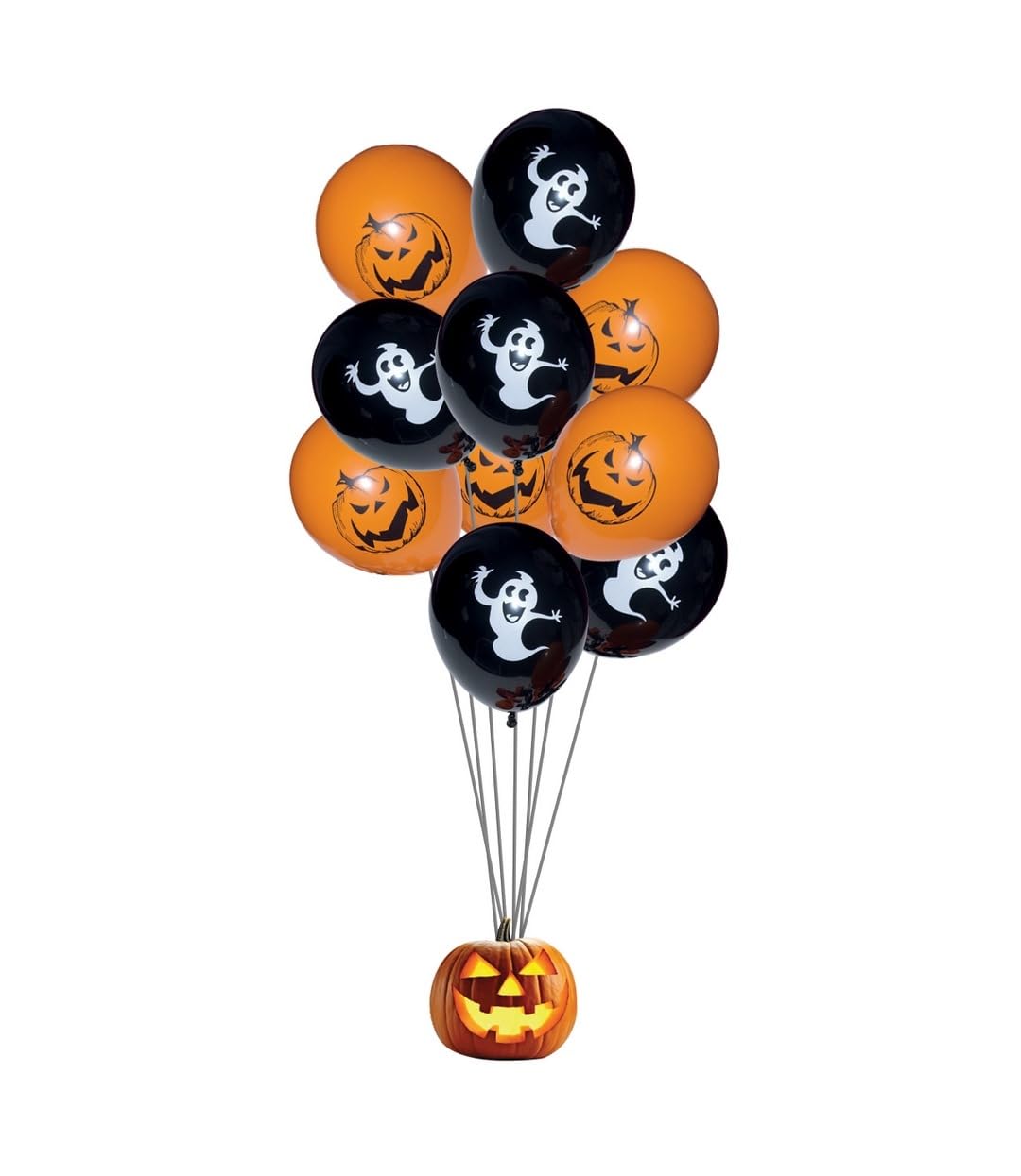 ptit-clown-10330-halloween-ballons-10er-set-23-cm-geist-und-k-rbis-orange-schwar image 3