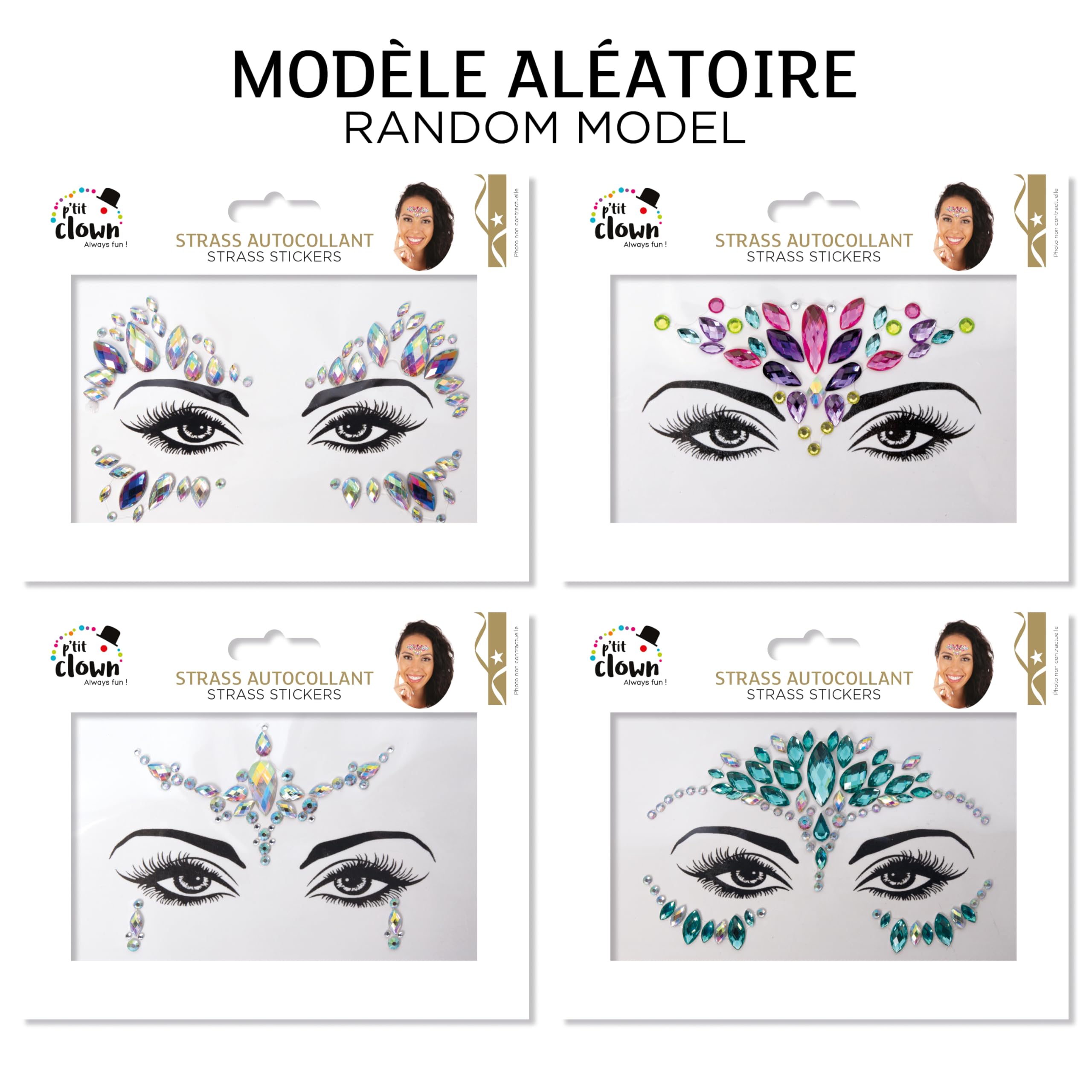 ptit-clown-strass-sticker-gesicht-selbstklebend-modell-zuf-llig image 3