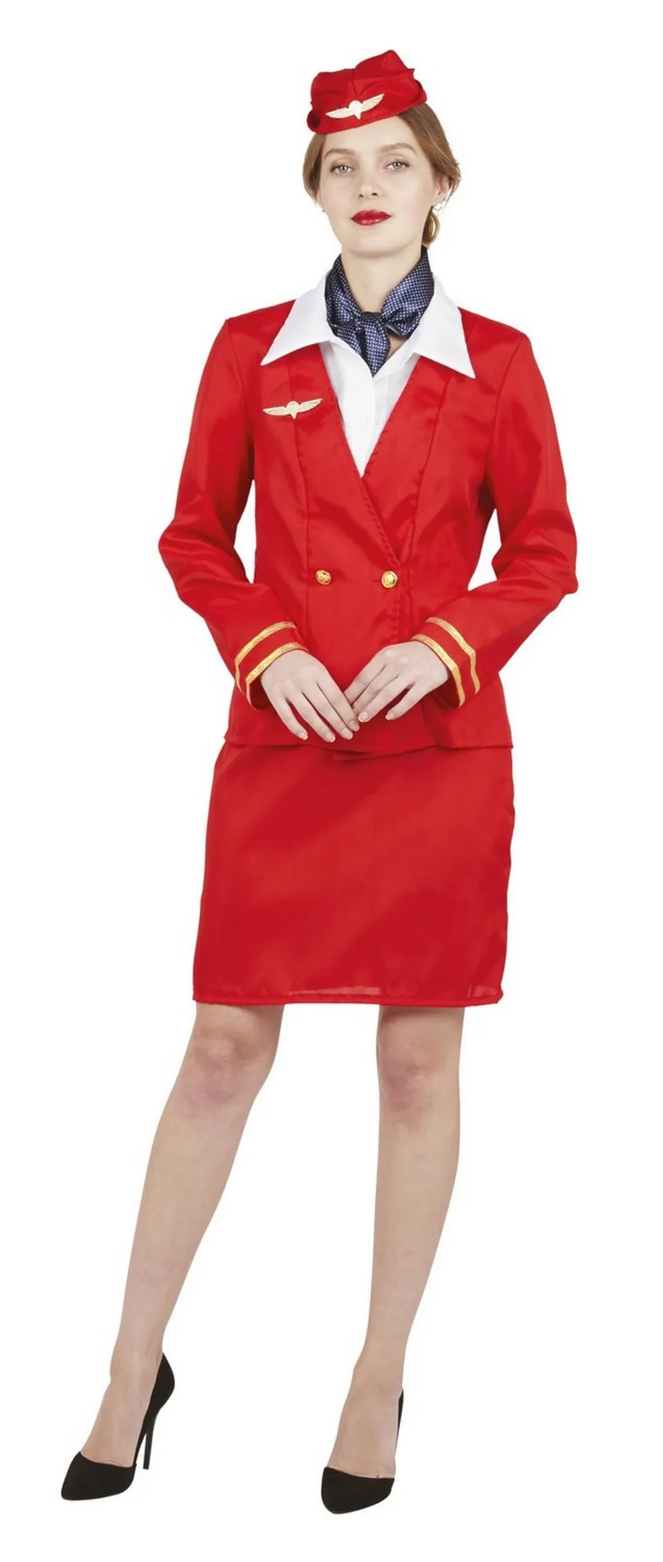 ptit-clown-flugbegleiterin-kost-m-rot-damen-gr-l-xl image 1