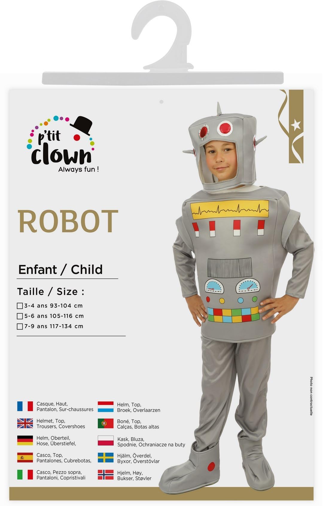 ptit-clown-roboter-kost-m-f-r-kinder-grau-komplett-mit-helm image 5