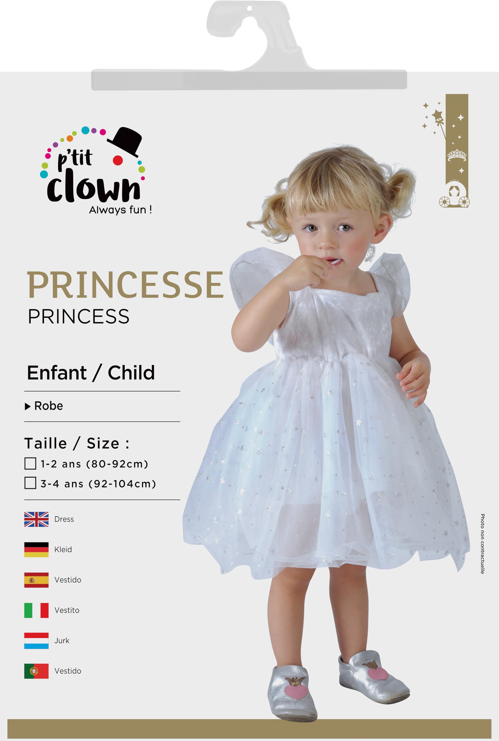 ptit-clown-kinderkleid-prinzessin-stern-wei-5-6-jahre-polyester image 3