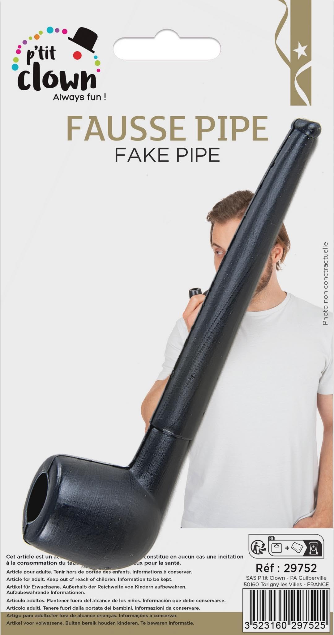 ptit-clown-fake-pfeife-schwarz-13-cm-kunststoff image 5