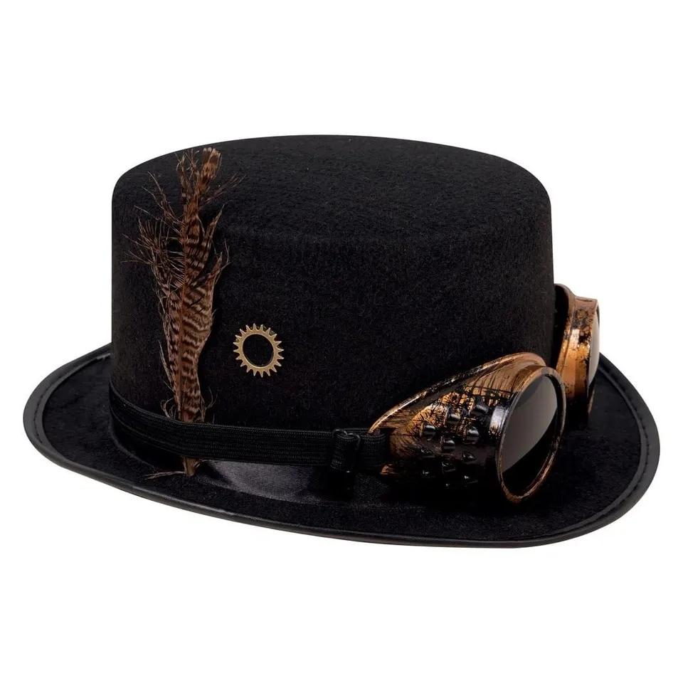 ptit-clown-steampunk-zylinder-schwarz-mit-schwei-erbrille image 1