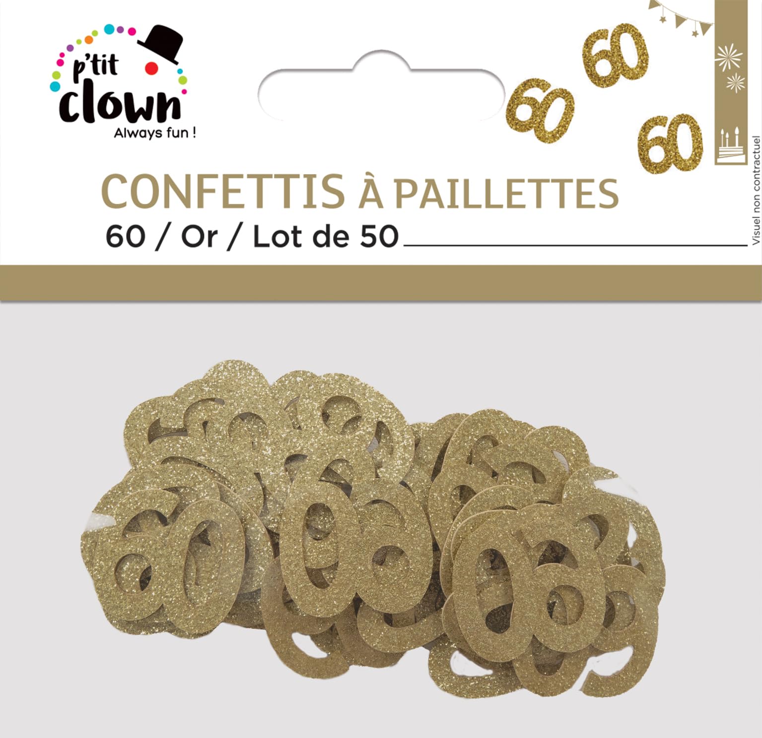 p-tit-clown-glitzer-konfetti-zahl-60-gold-50-st-ck image 2
