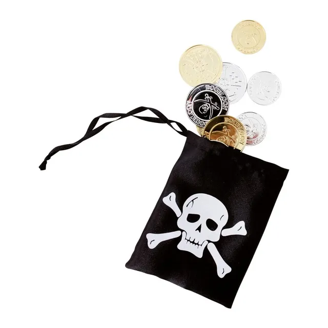ptit-clown-44100-piratenb-rse-mit-12-gold-und-silberm-nzen-braun image 1
