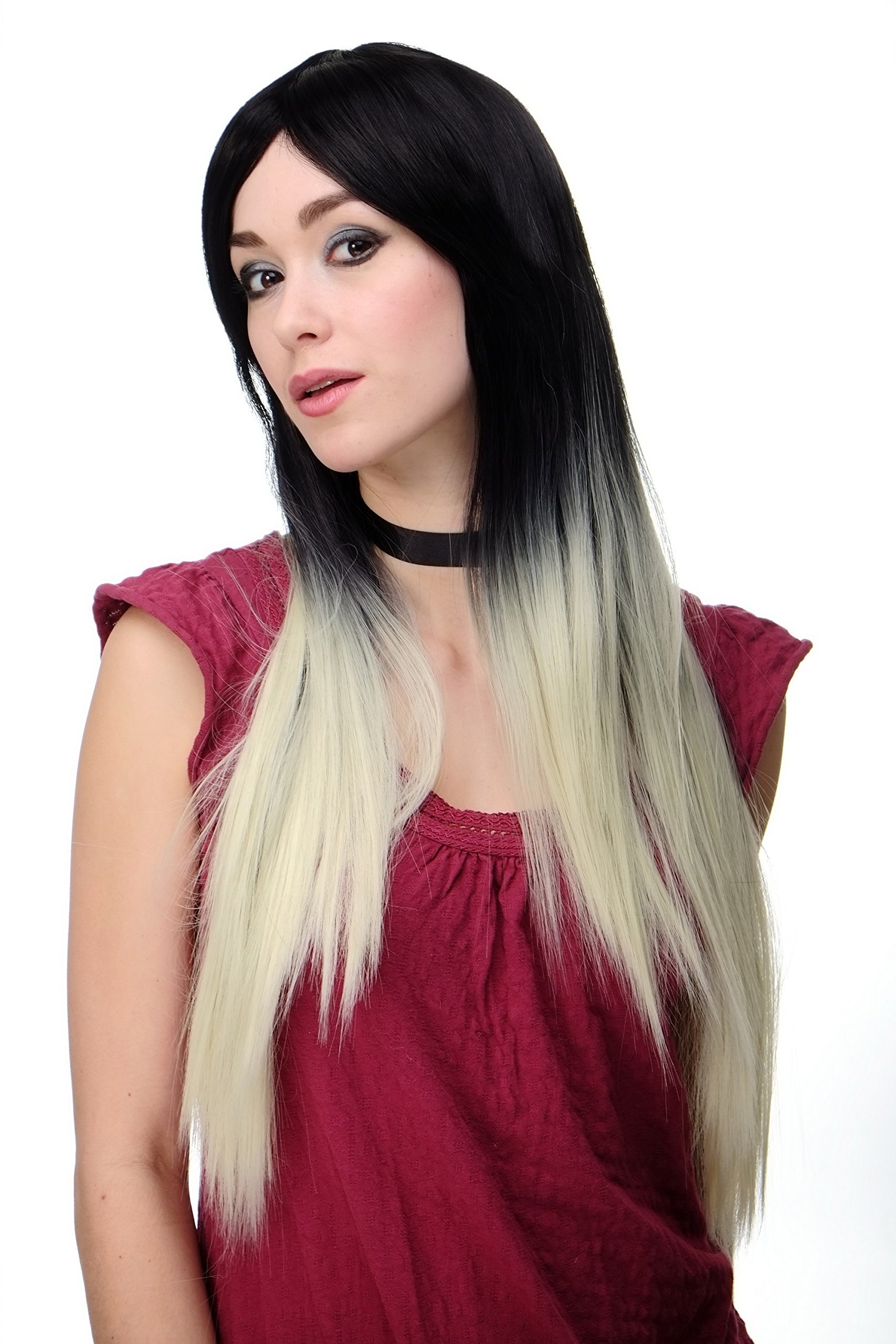 wig-me-up-damenper-cke-ombre-schwarz-platinblond-lang-glatt-80-cm-h9701-2f613 image 5