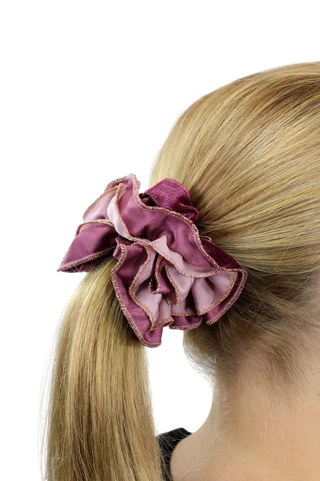 wig-me-up-haarrosette-scrunchy-z031-rosa-mit-goldbord-re-zweifarbig image 1
