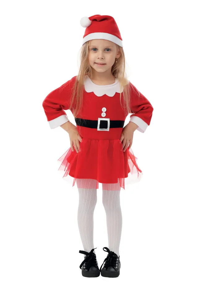 ptit-clown-miss-santa-tutu-kleid-rot-mit-m-tze-f-r-m-dchen image 1