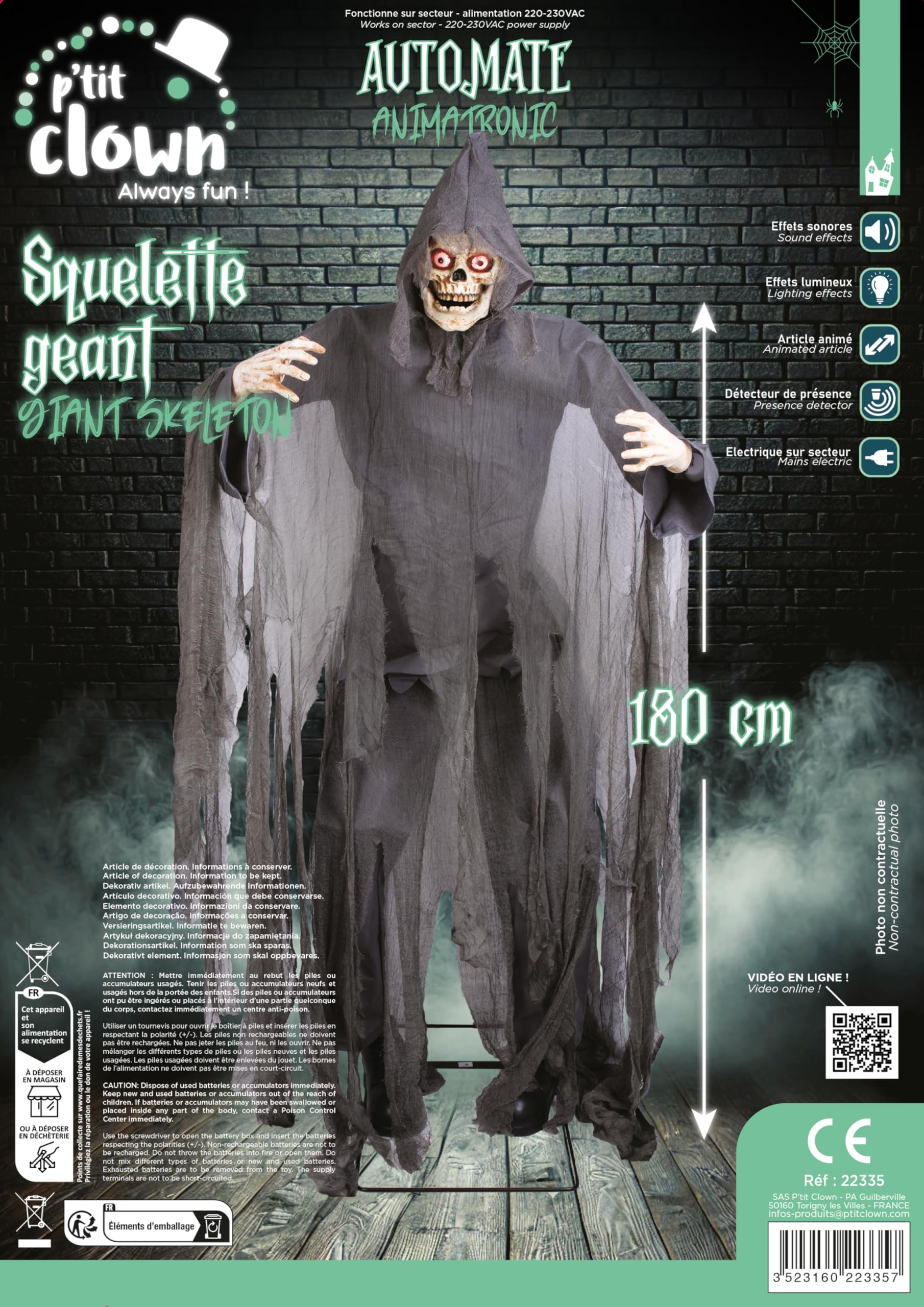 p-tit-clown-halloween-skelett-animatronic-180-cm-mit-sound-licht image 5
