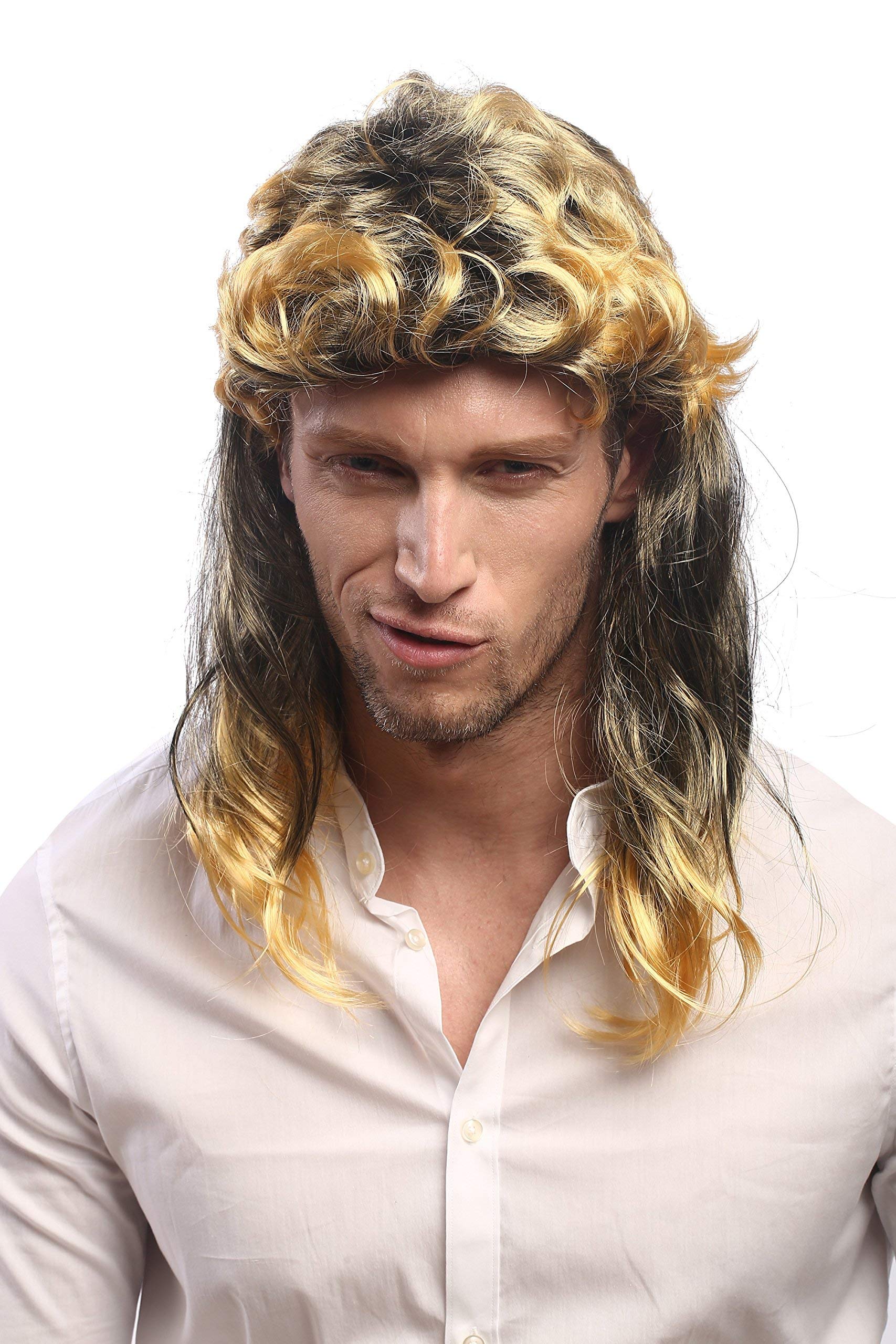 wig-me-up-ad-017-p103t35-vokuhila-per-cke-schwarz-goldblond-ca-50-cm image 2
