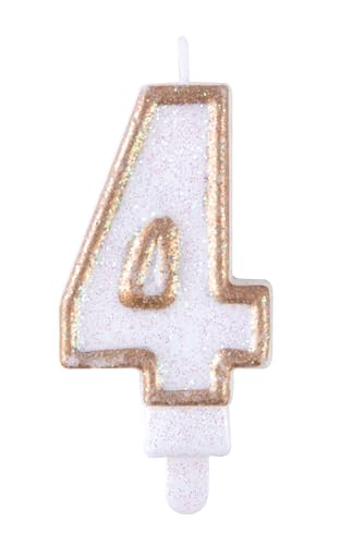 ptit-clown-geburtstagskerze-mit-pailletten-gold-zahl-4-kuchendeko image 4