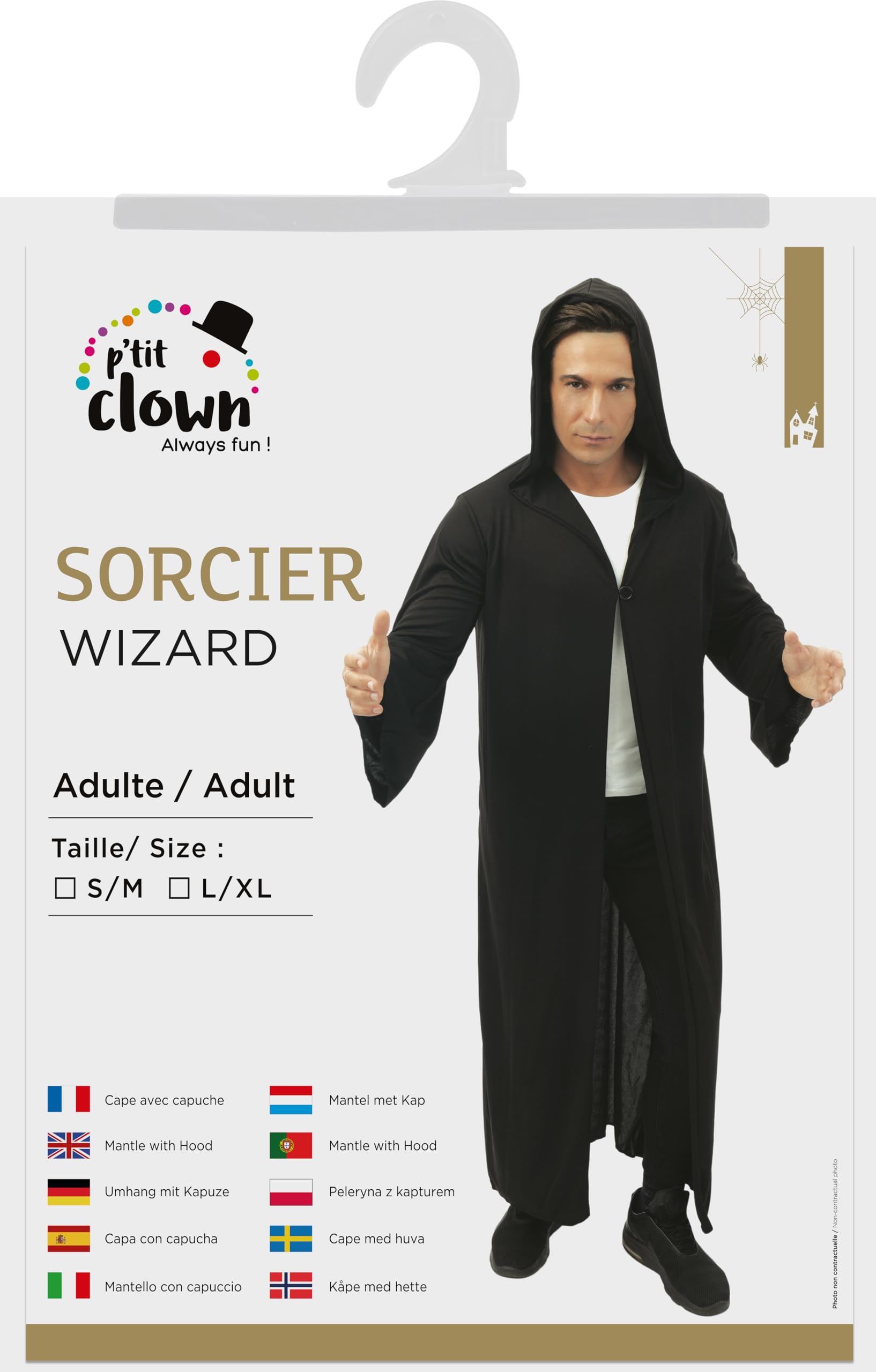 ptit-clown-hexenkost-m-umhang-mit-kapuze-schwarz-erwachsene-polyester image 5