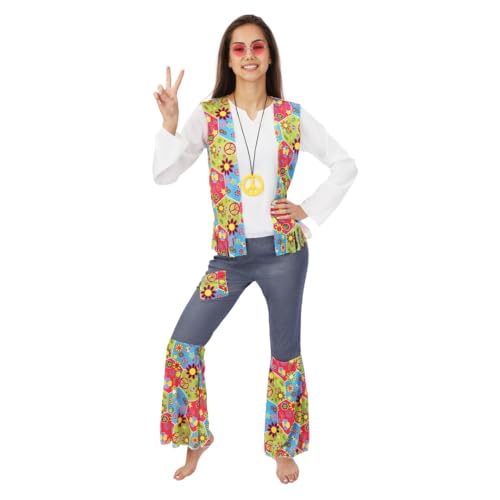 ptit-clown-hippie-kost-m-damen-erwachsene-mehrfarbig-xl image 7