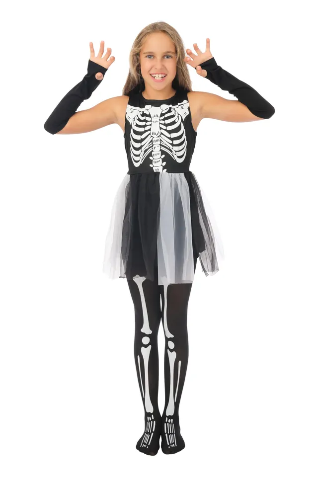 p-tit-clown-skelettkost-m-f-r-m-dchen-halloween-kinderkost-m image 1