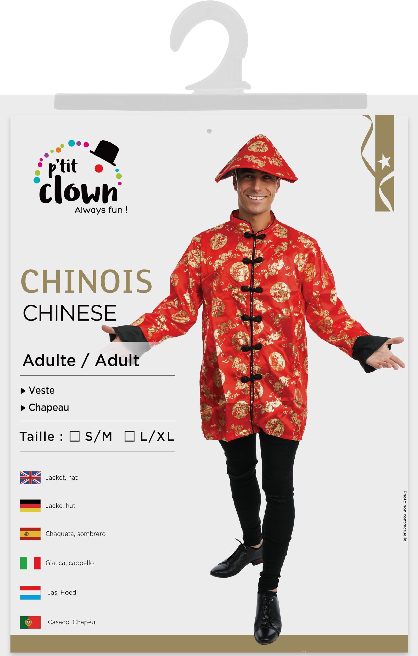 ptit-clown-chinesisches-neujahrskost-m-erwachsene-rot-polyester image 5