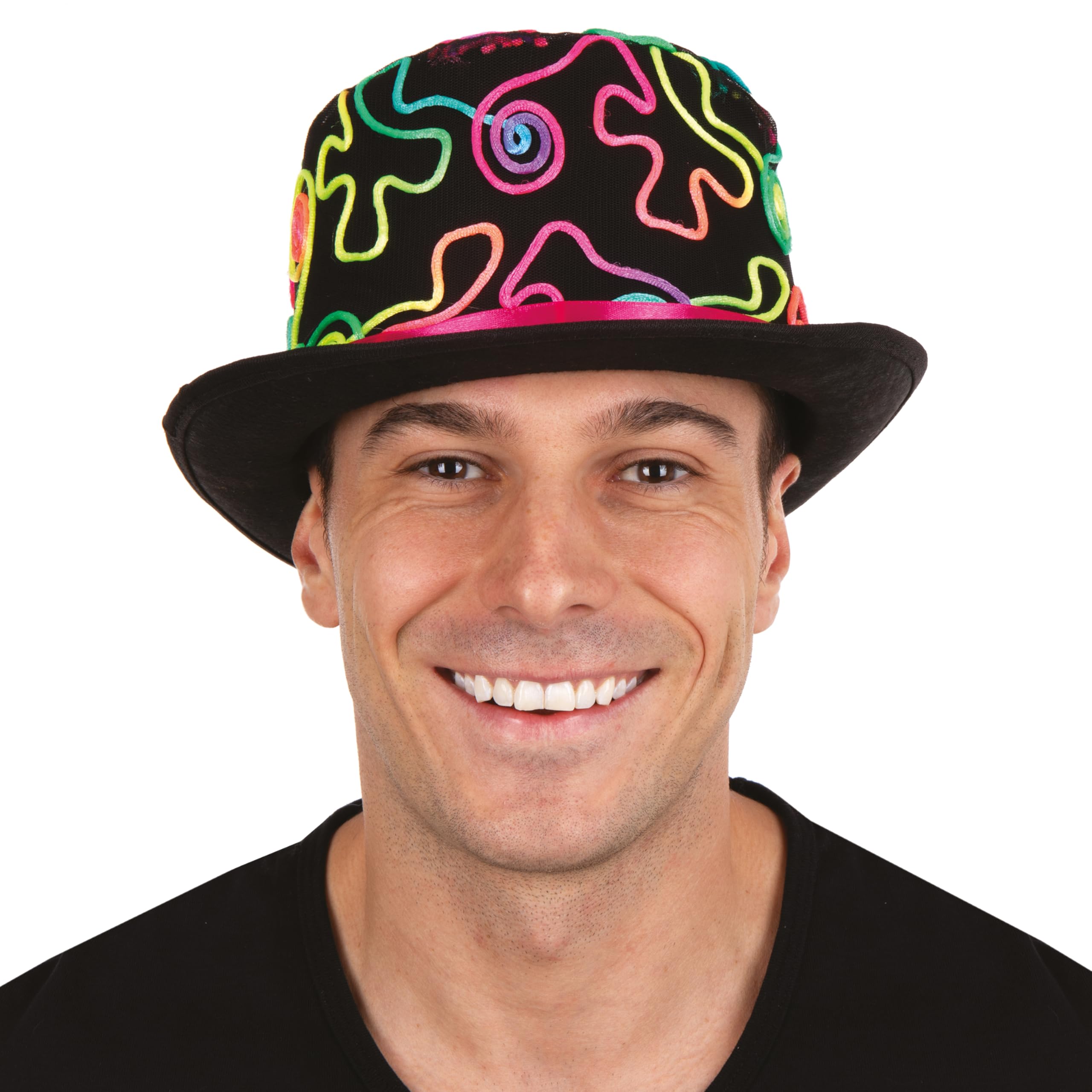 p-tit-clown-46503-zylinder-filz-schwarz-mit-neon-kordel-erwachsene image 5
