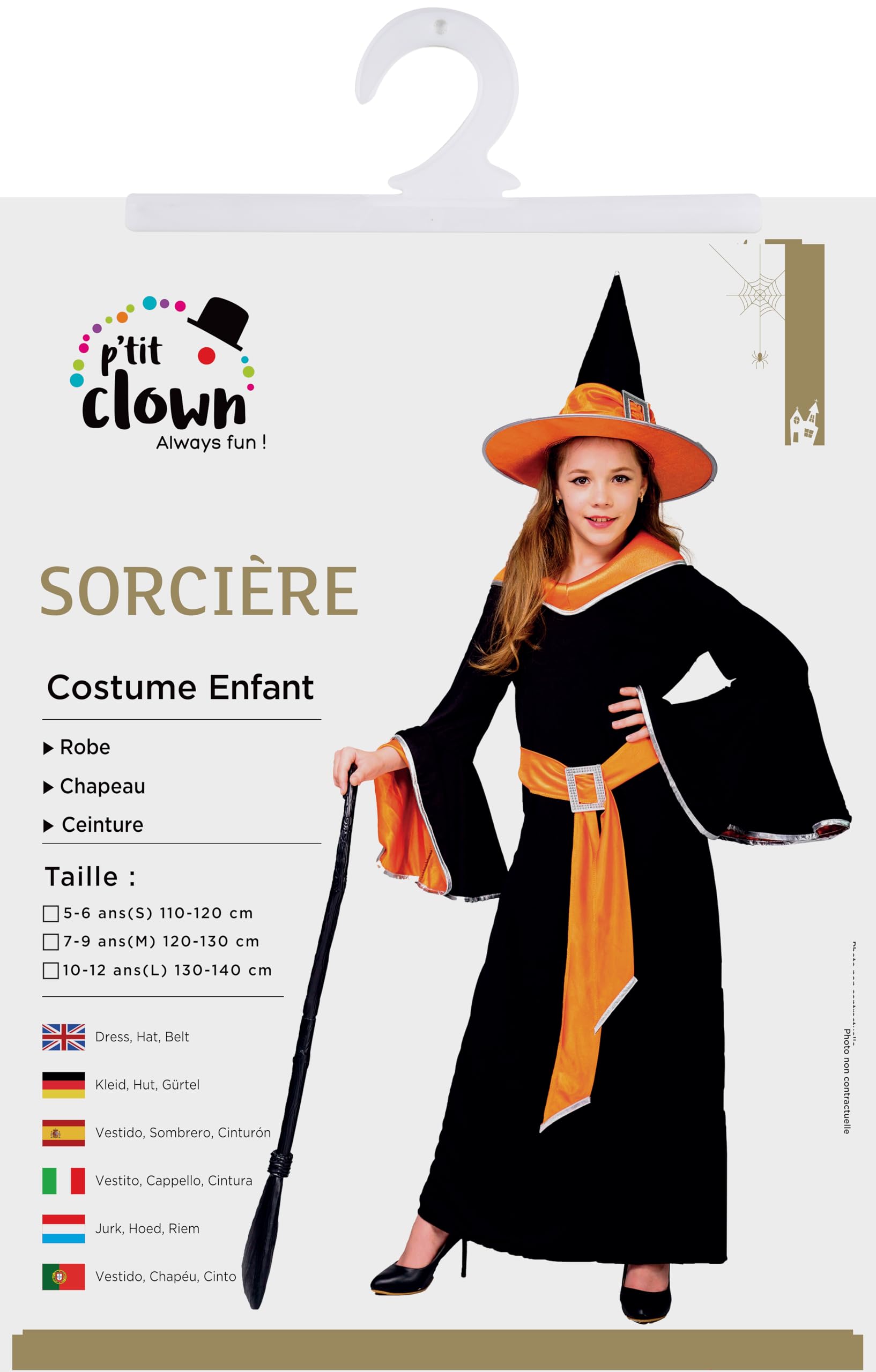 p-tit-clown-halloween-hexe-kost-m-m-dchen-kleid-hut-g-rtel image 3