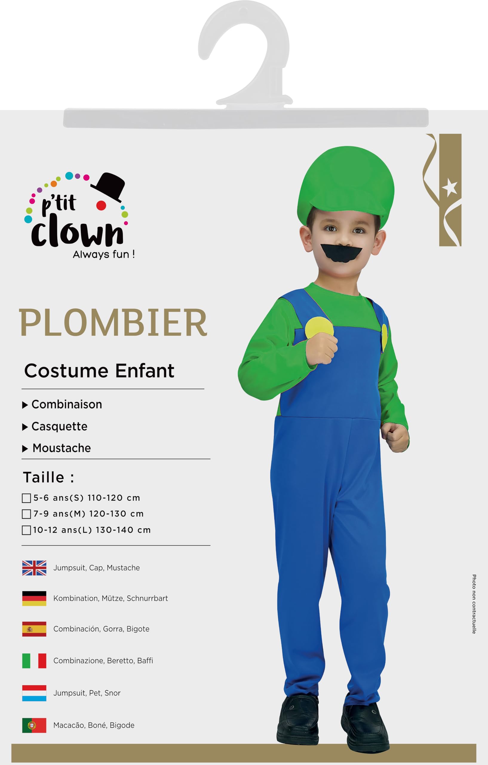 p-tit-clown-klempner-kost-m-f-r-kinder-mit-m-tze-und-schnurrbart image 5
