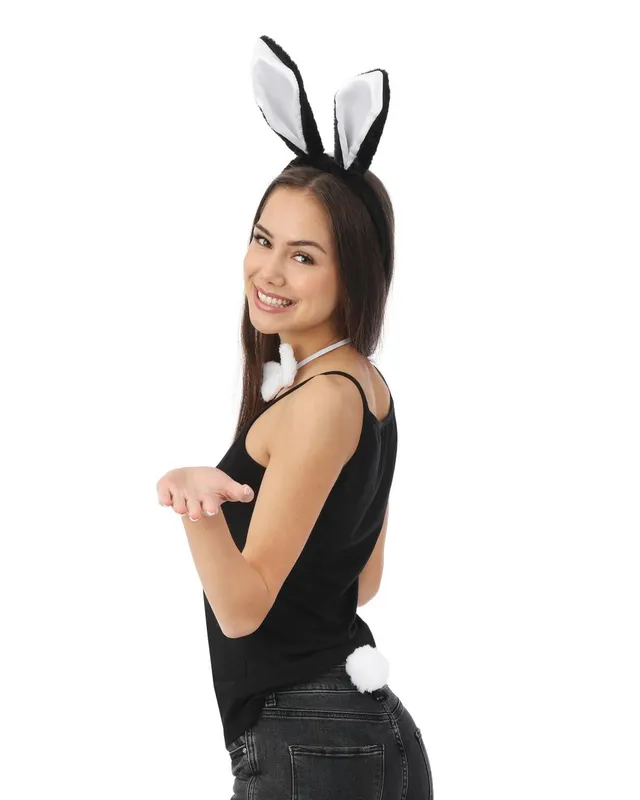 p-tit-clown-tier-kost-m-set-erwachsene-kaninchen-schwarz-wei image 1