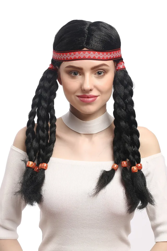 wig-me-up-w-12841-p103-party-per-cke-damen-indianerin-hippie-10-z-pfe-schwarz-50 image 1