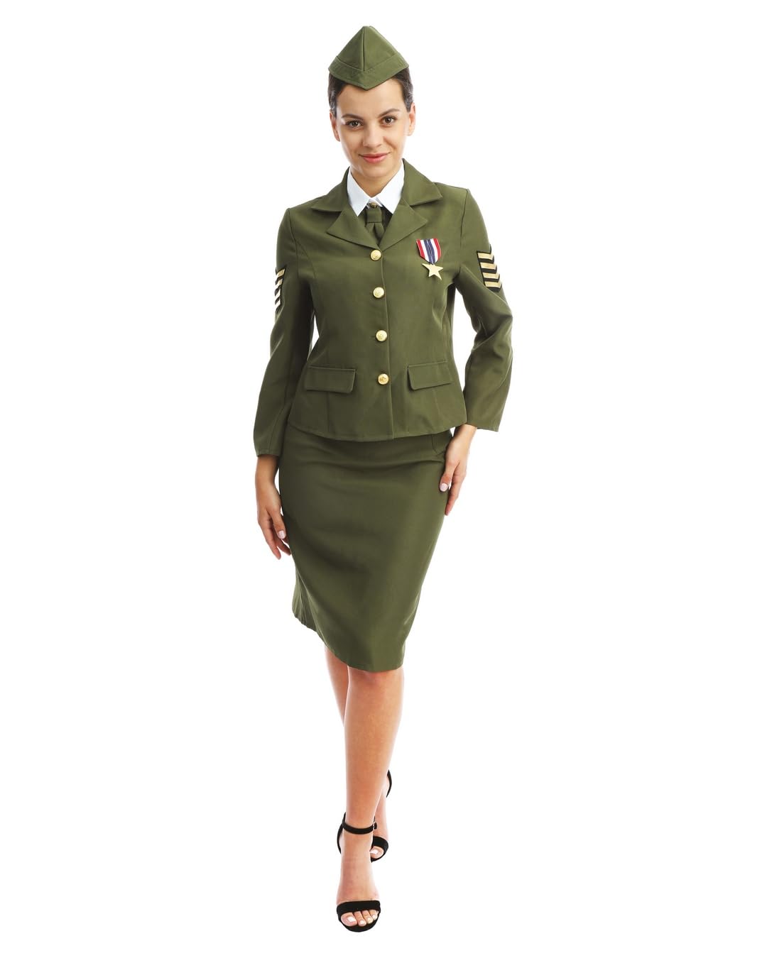 p-tit-clown-d-day-offizier-milit-r-kost-m-damen-us-army-uniform-gr-n-l-xl image 1