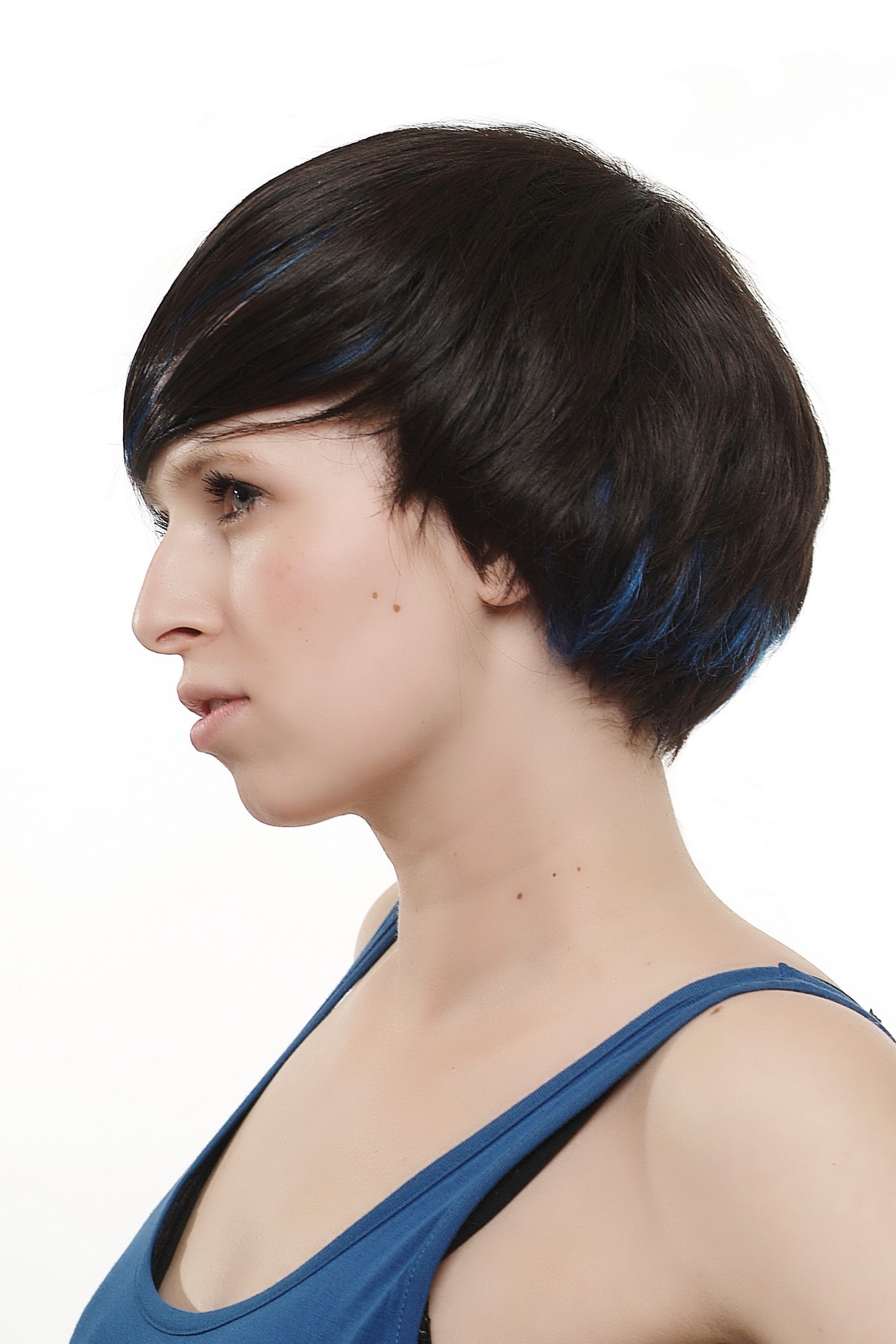 wig-me-up-sa019-4bb061-damen-bob-per-cke-dunkelbraun-mit-blauen-str-hnen image 5
