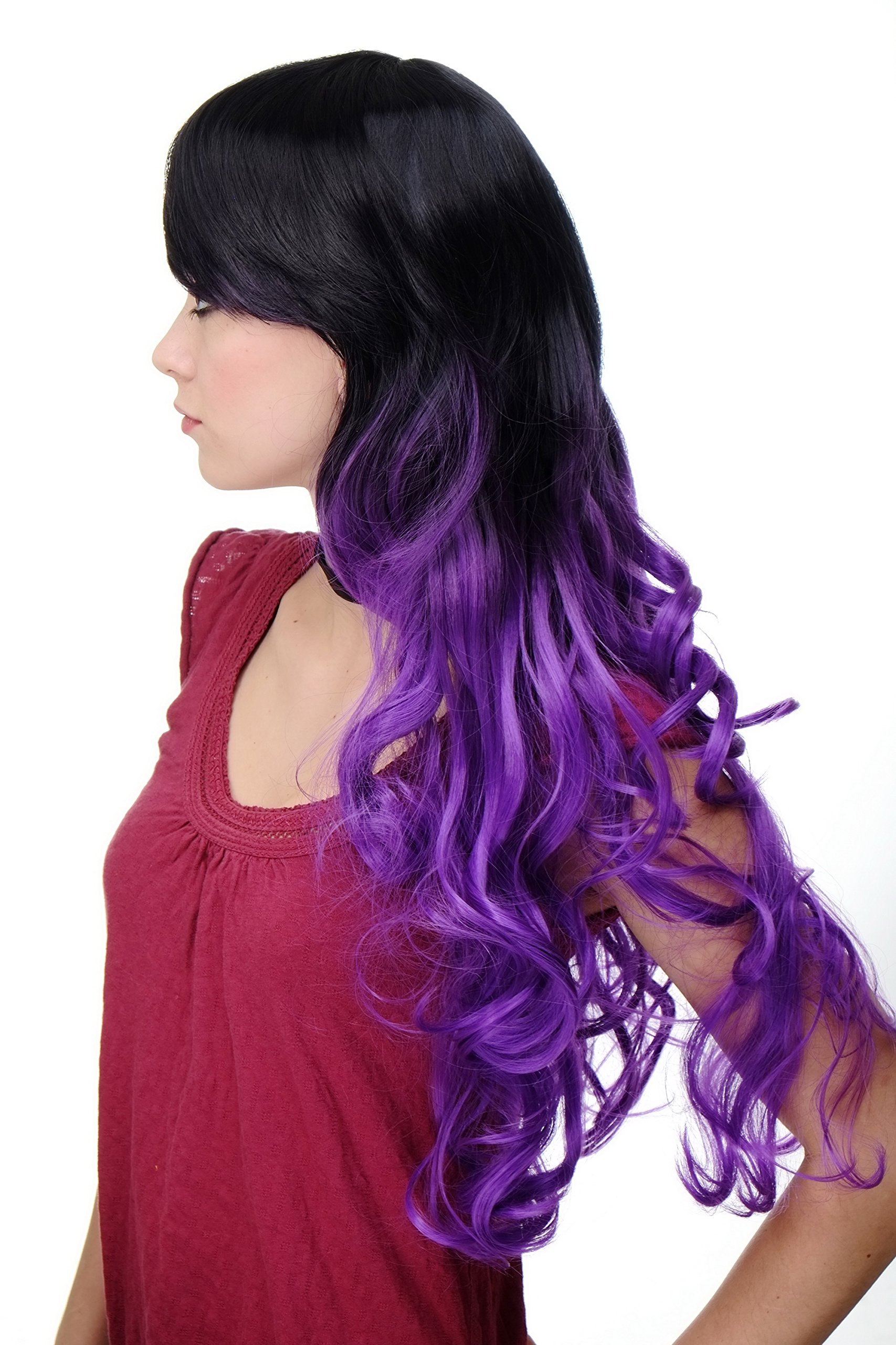 wig-me-up-h9703-2ft2411-damenper-cke-ombre-schwarz-lila-lockig-sehr-lang-ca-75-c image 3
