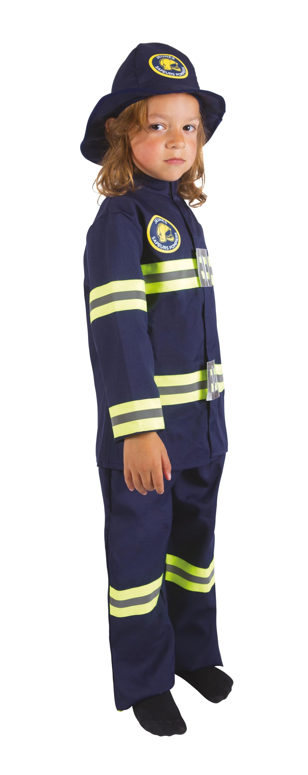 ptit-clown-feuerwehrmann-kost-m-kinder-10-12-jahre-marineblau-jacke-hose-hut image 2