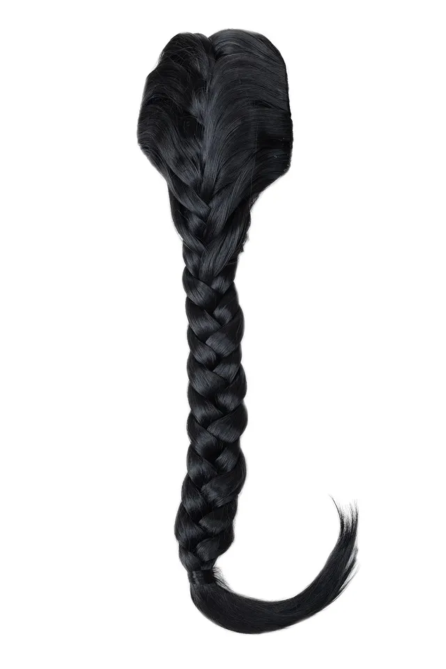 wig-me-up-nc006-1b-haarteil-zopf-pferdeschwanz-geflochten-65-cm-schwarz image 1