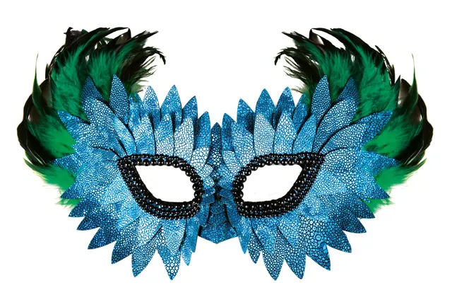 p-tit-clown-23387-halbmaske-wolf-blau-mit-federn-und-schuppen-f-r-erwachsene image 1