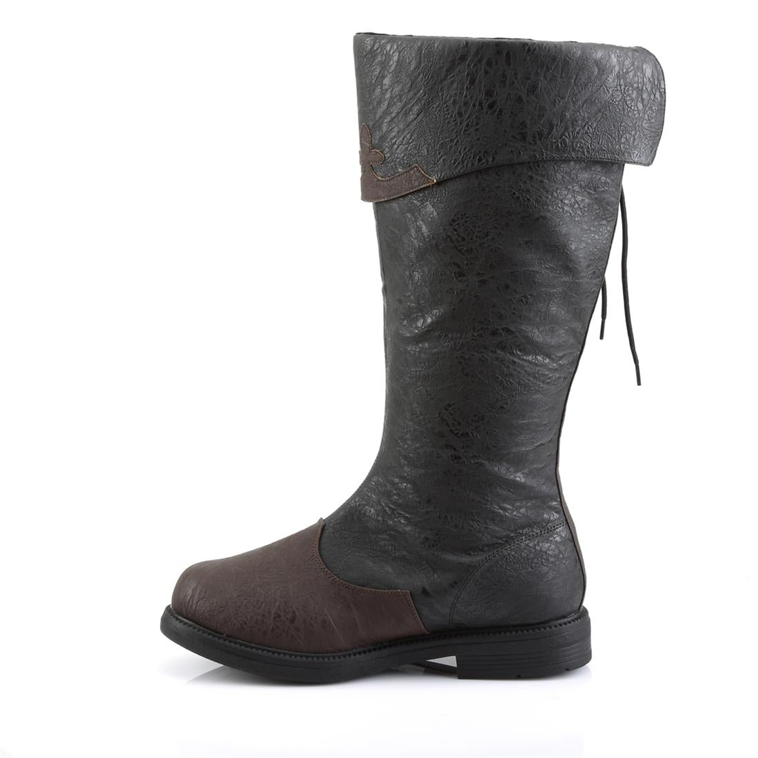 funtasma-captain-110-herren-kniehohe-piratenstiefel-schwarz-braun-2-5-cm-flat-he image 3