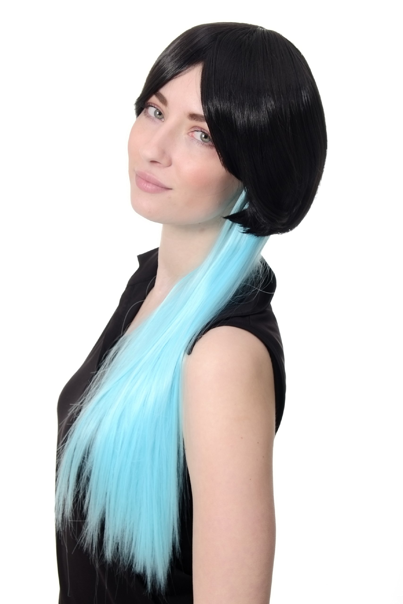 wig-me-up-cosplay-per-cke-bob-mit-langem-zopf-schwarz-hellblau-sa074-2htf2513 image 2