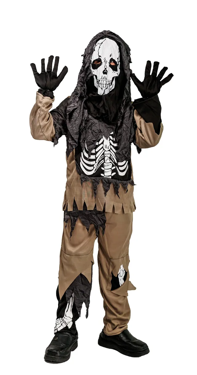 p-tit-clown-skelett-zombie-kinderkost-m-komplett-set-mit-kapuze image 1