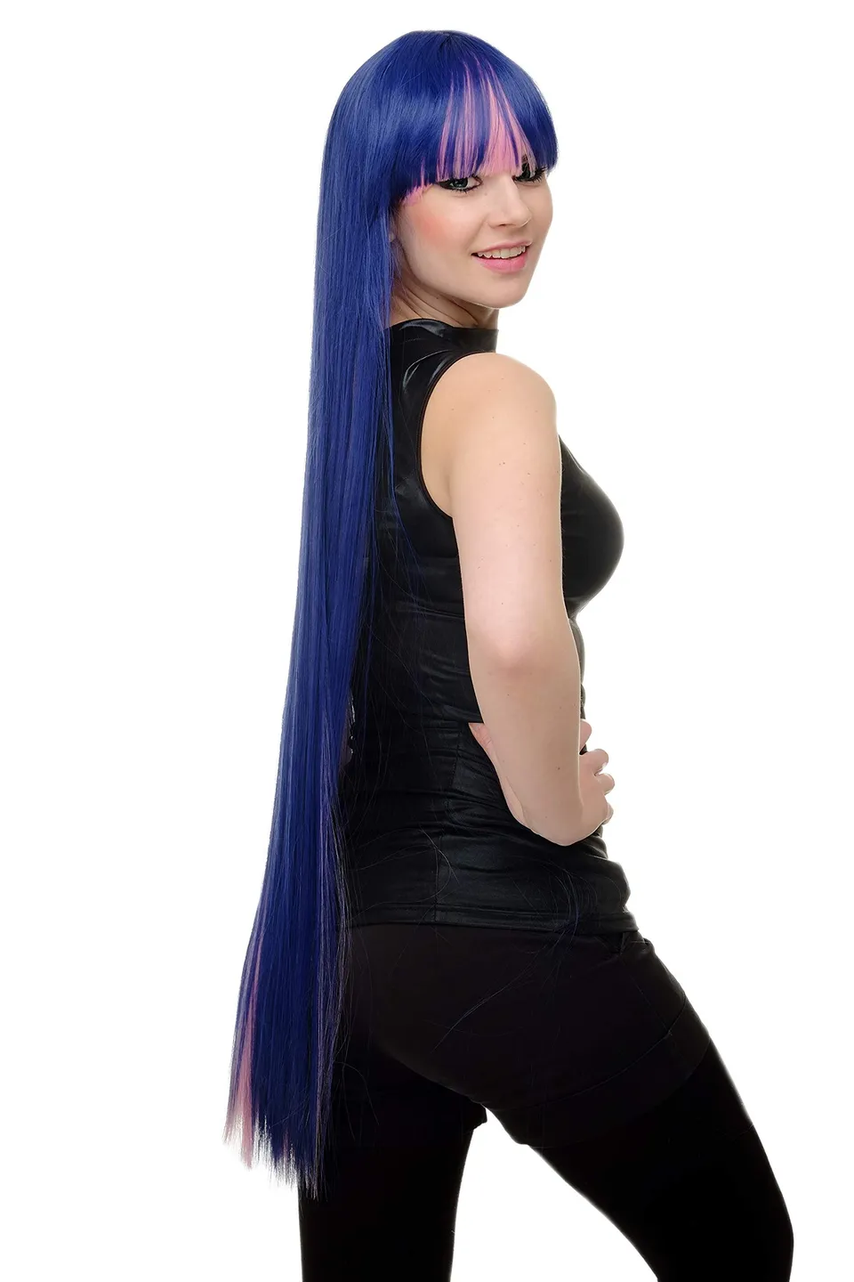 wig-me-up-yzf-7128-per-cke-110-cm-glatt-dreifarbig-dunkelblau-violett-neonrosa image 1