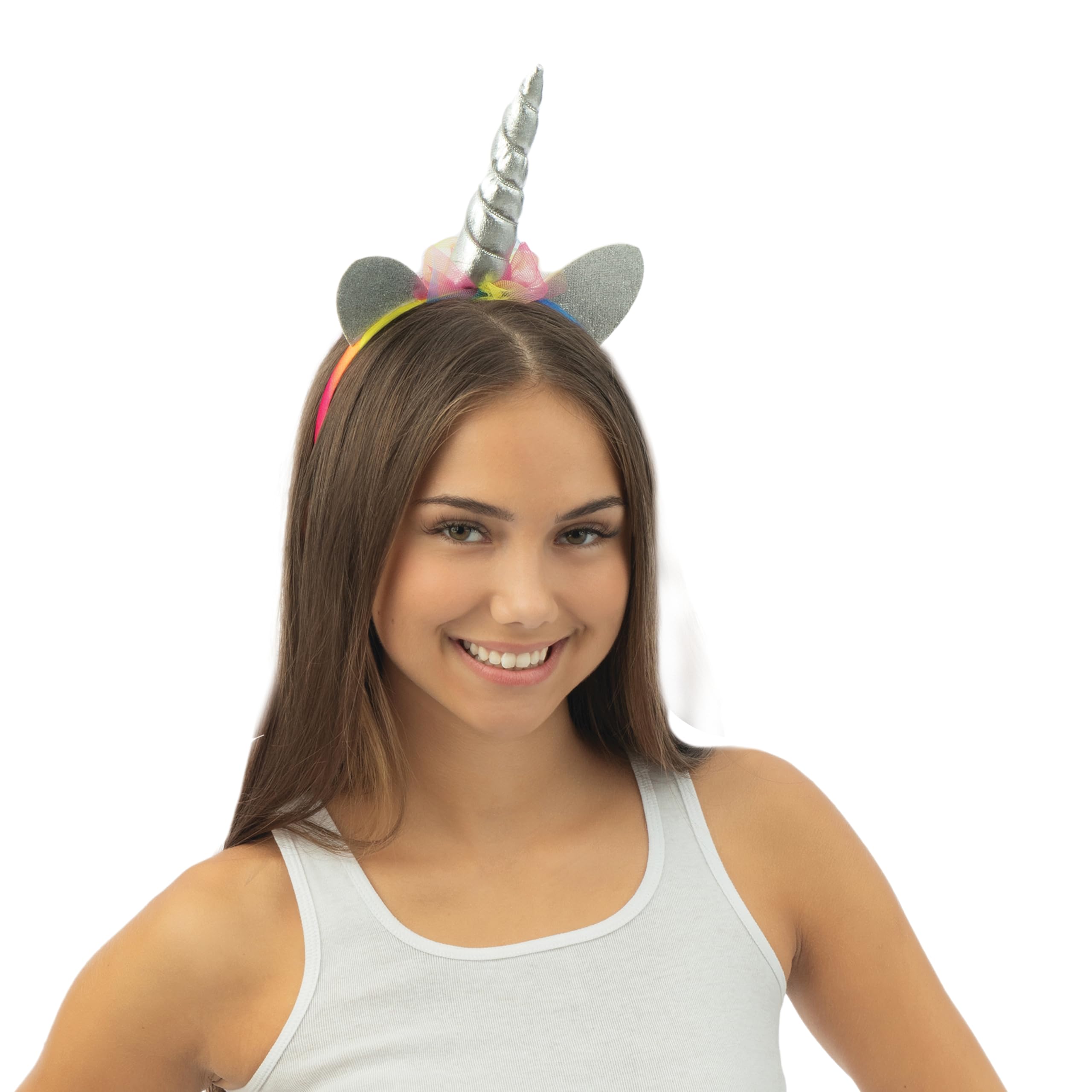 ptit-clown-einhorn-haarreif-wei-mit-regenbogenschleier image 5
