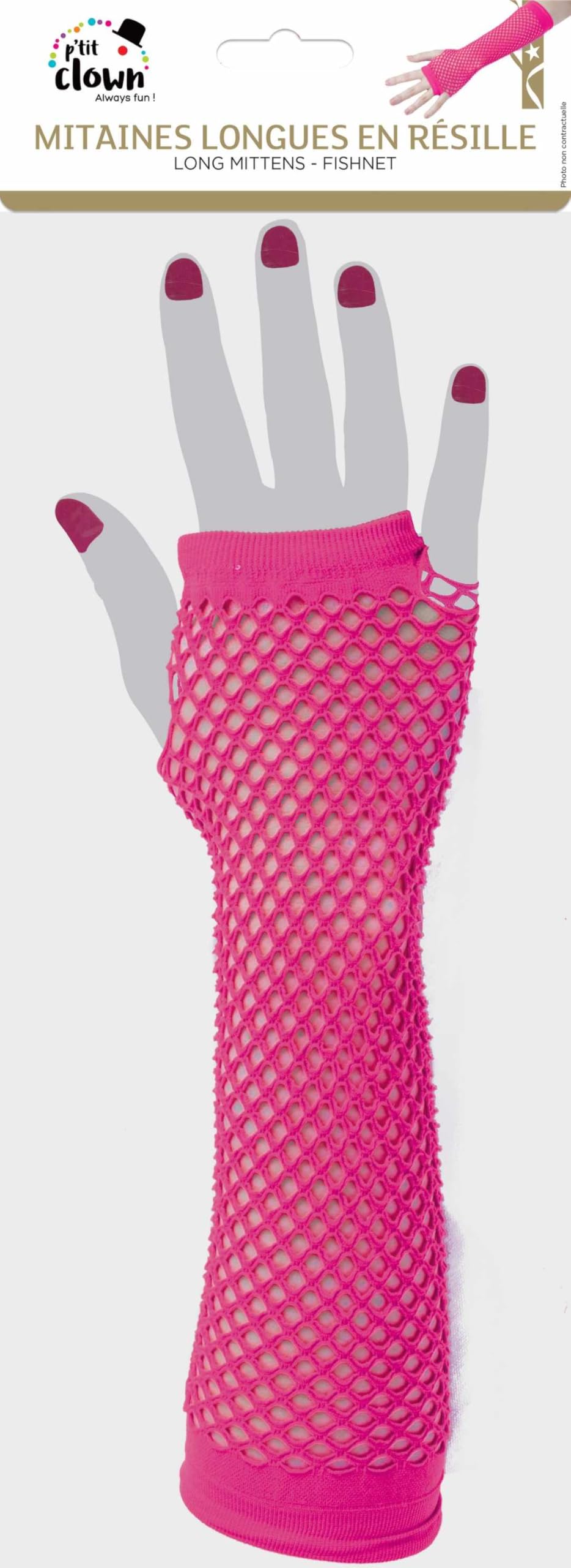 ptit-clown-fingerlose-netzhandschuhe-lang-neon-rosa-erwachsene image 4