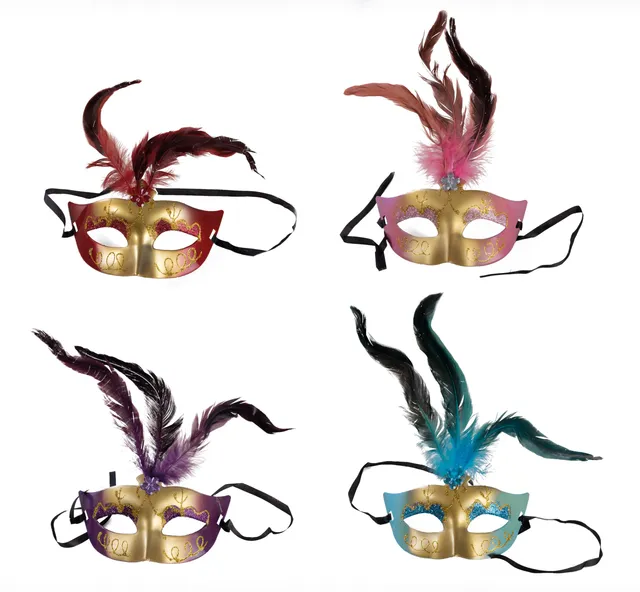 ptit-clown-feder-augenmaske-erwachsene-loup-plumes-farbe-zuf-llig image 1