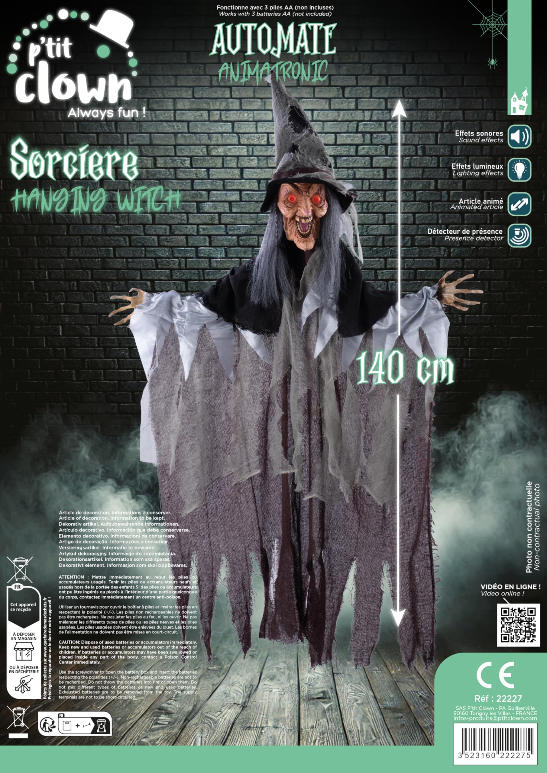p-tit-clown-h-nge-hexe-140-cm-mit-ton-und-licht-halloween-animatronic image 2