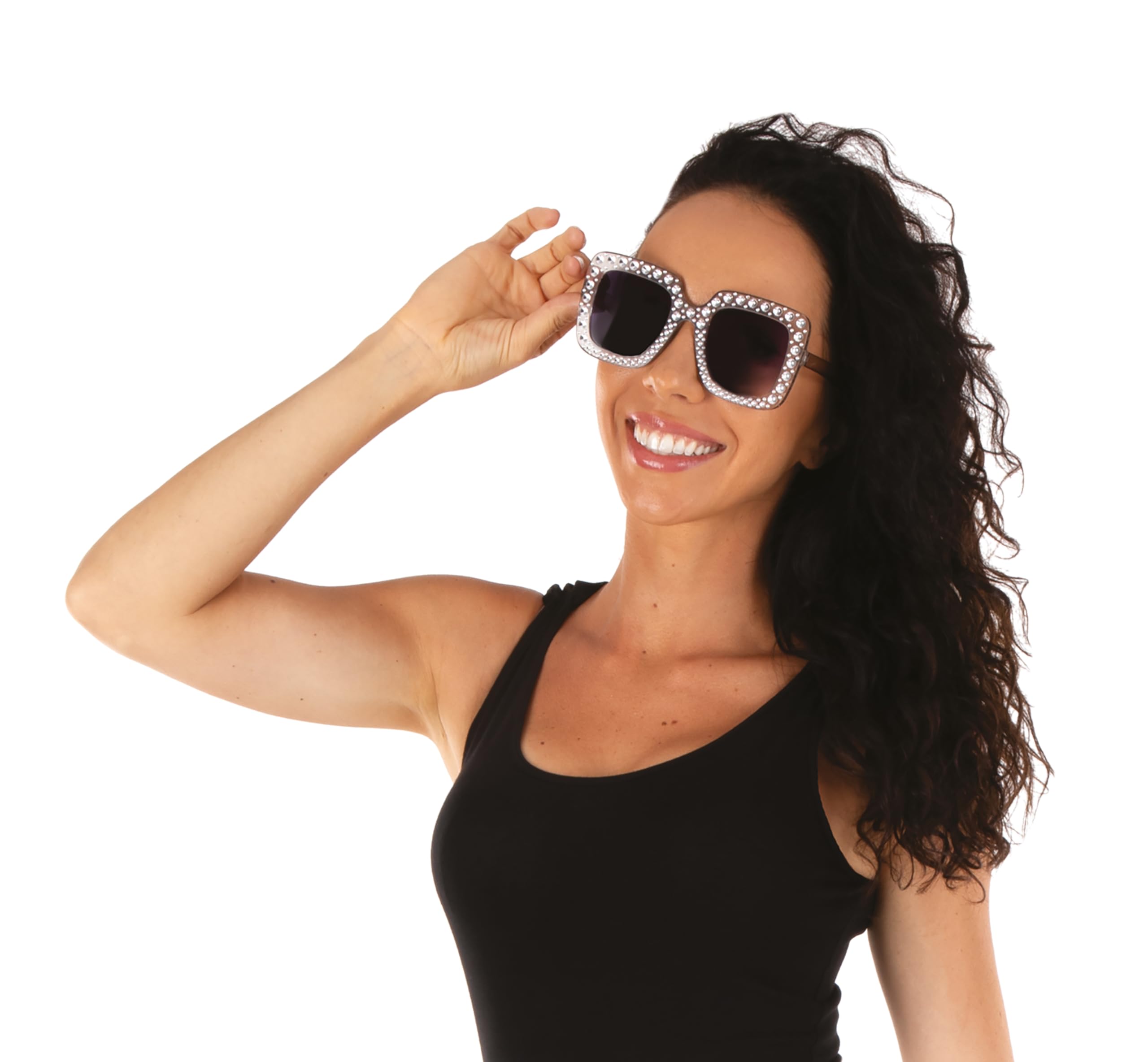 ptit-clown-disco-brille-silber-strass-sonnenbrille-einheitsgr-e image 4